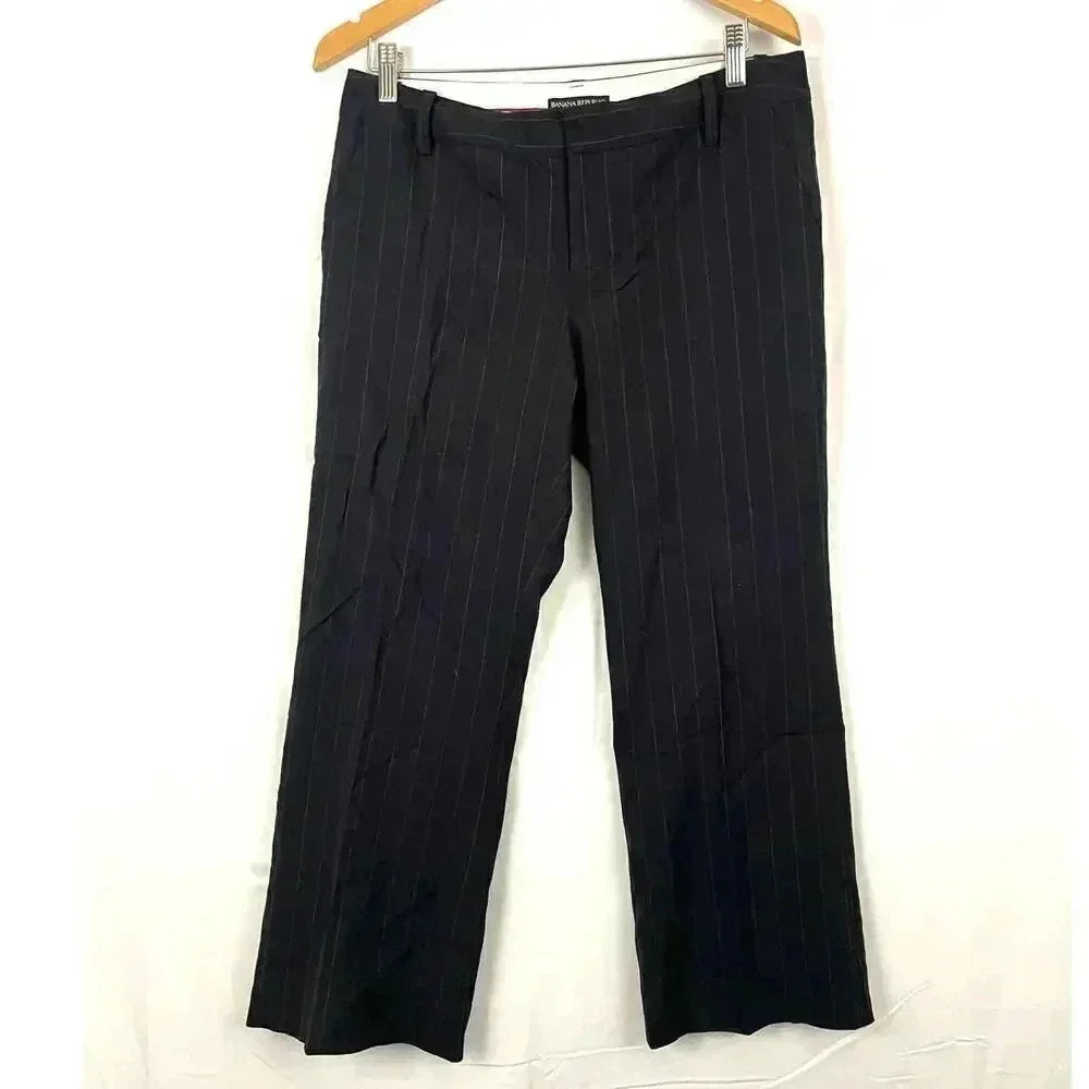 Banana Republic Pants Black Size‎ 10R Martin Fit Career Wool Blend Lined